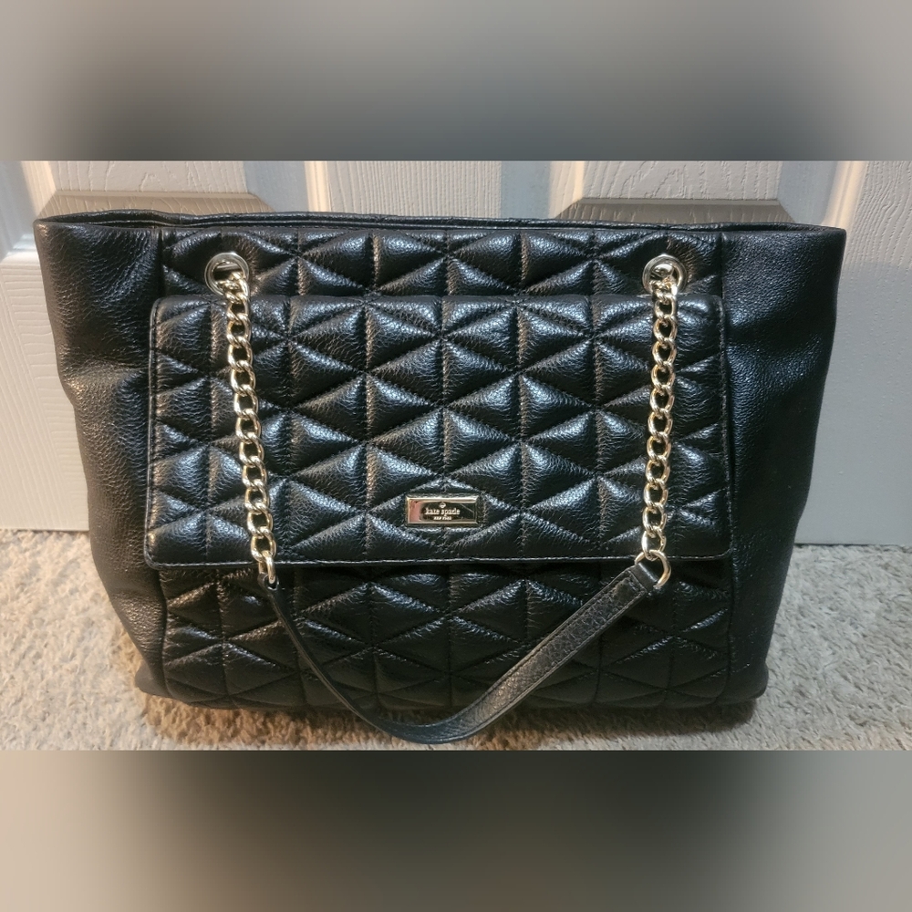 Kate Spade Emery Court Willis Quilted Tote Black Bag Leather
